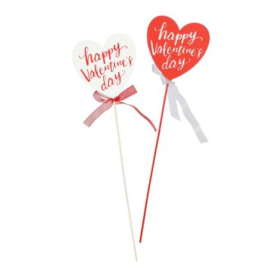 Heart Wooden Happy Valentines Day Red / White 50cm Mix pk 10