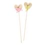 Heart Wooden Pick Pink / Yellow Mix 50cm pk 10