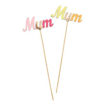 MUM Wooden Pick Pink / Yellow Mix 50cm pk 10