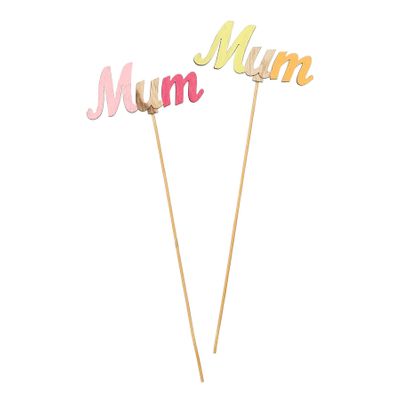 MUM Wooden Pick Pink / Yellow Mix 50cm pk 10