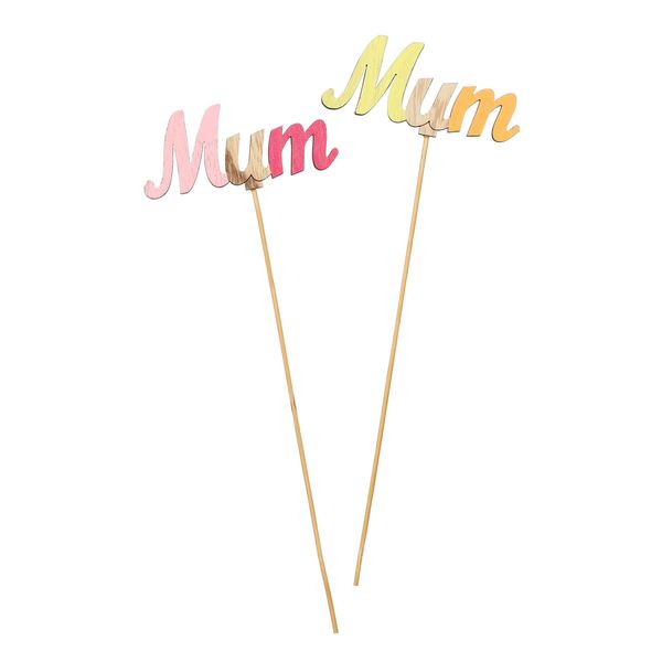 MUM Wooden Pick Pink / Yellow Mix 50cm pk 10