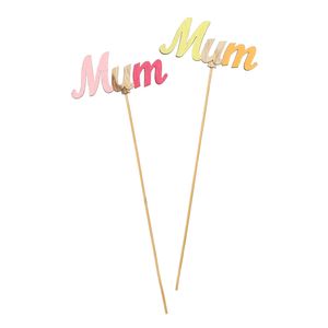 MUM Wooden Pick Pink / Yellow Mix 50cm pk 10