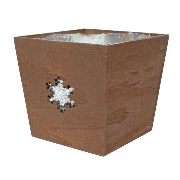 21.5cm Square Plywood Planter With Glitter Snowflake  (1/24)