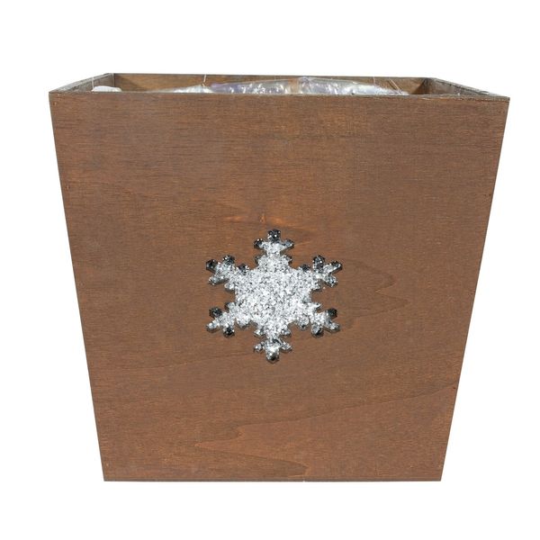 21.5cm Square Plywood Planter With Glitter Snowflake  (1/24)