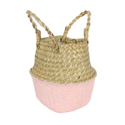 17cm Pink & Natural Two Tone Belly Basket 