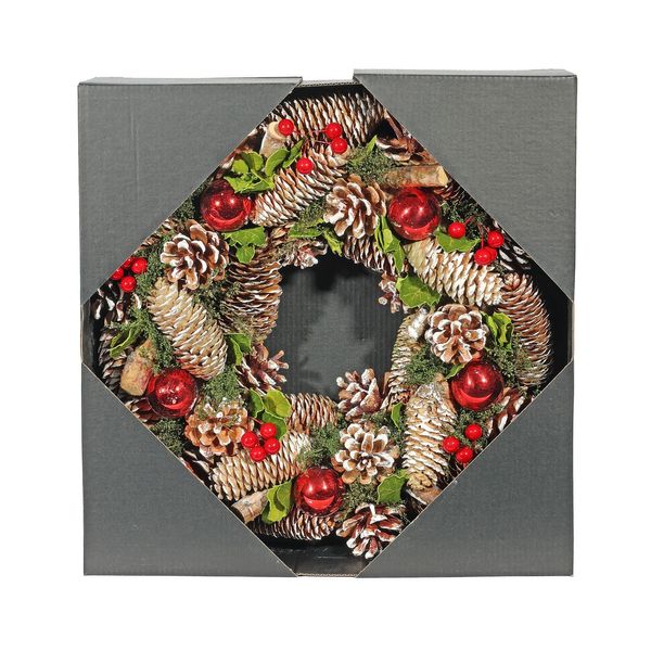 Red Bauble & Berry Wreath - 36cm