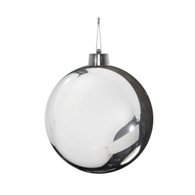 Silver Shiny Shatterproof Bauble (x1) (20cm)