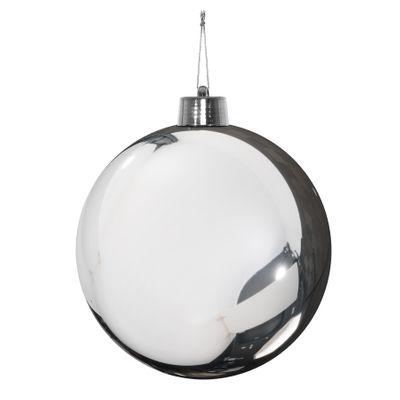 Silver Shiny Shatterproof Bauble (x1) (30cm)