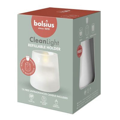 Bolsius Clean Light  Starter Kit - Frosted White Glass- Unfragranced