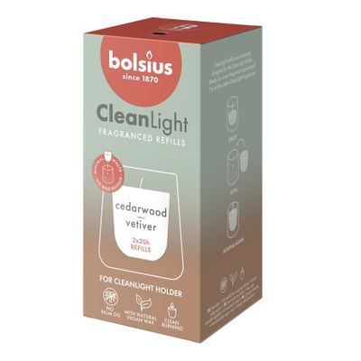 Bolsius Clean Light Refill - Cedarwood and Vetiver - 20hr Pk2