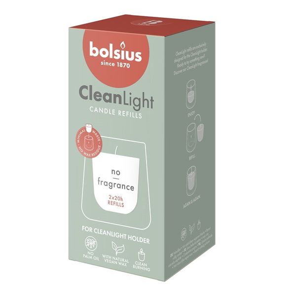 Bolsius Clean Light Refill  - Unfragranced -20hr Pk2