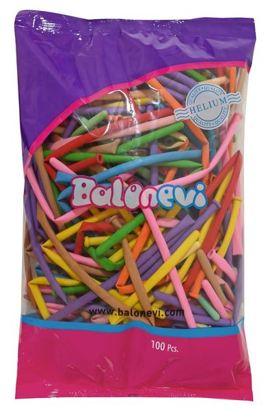 Balonevi Assorted Pastel Modelling Balloon 260 - 100pcs