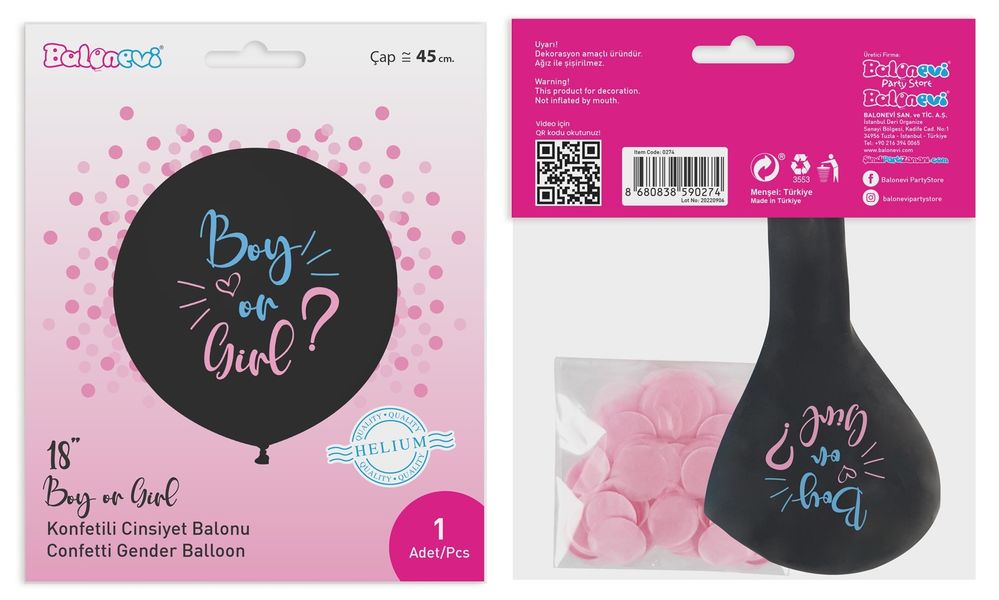 Balonevi Gender Reveal Balloon - Girl - 18 Inch