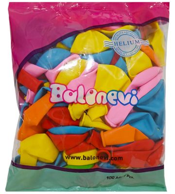 Balonevi Assorted Pastel Latex Balloon - 12 inch - 100pc