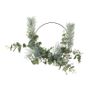 Green Leaf & White Berry on Metal Wreath