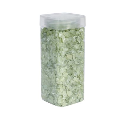 Pearlised Glass Pebbles 5-8mm - Green - Square Jar - 750gr