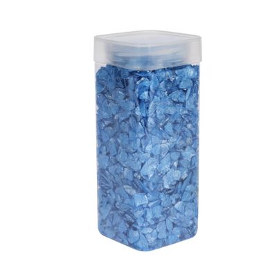 Pearlised Glass Pebbles 5-8mm - Blue - Square Jar - 750gr