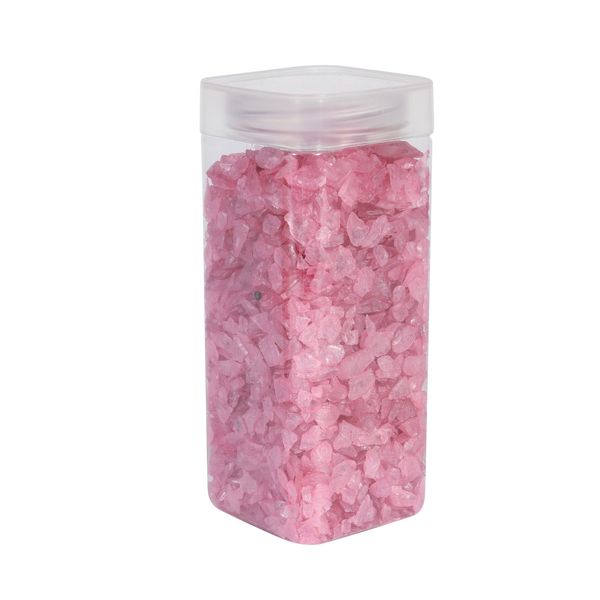 Pearlised Glass Pebbles 5-8mm - Lt Pink -Square Jar - 750gr