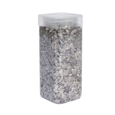 Pearlised Glass Pebbles 5-8mm - Silver - Square Jar -750gr