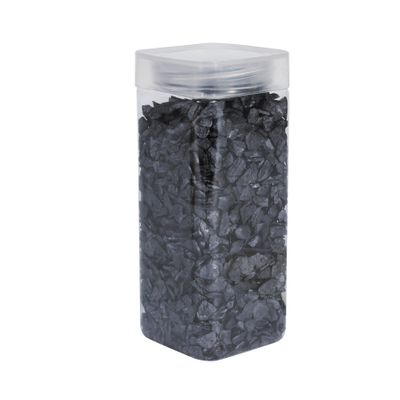 Pearlised Glass Pebbles 5-8mm - Black - Square Jar - 750gr