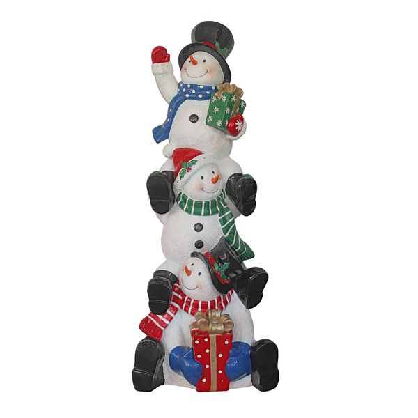 Stacked Snowmen with LED lights  - H152cm