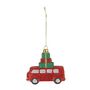 Bus with Stacked Gifts Hanging Decoration - H9.5cm