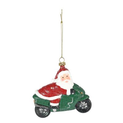 Santa on Motorcycle Hanging Decoration- H10.5cm