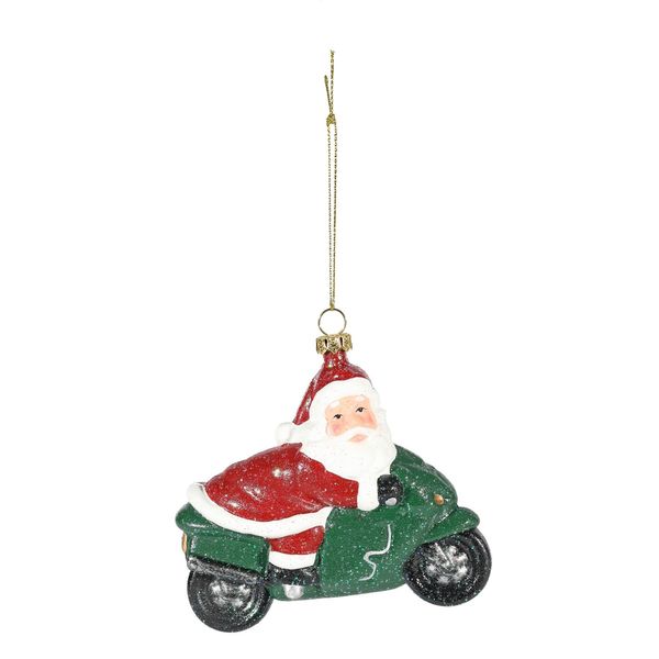 Santa on Motorcycle Hanging Decoration- H10.5cm