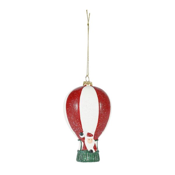 Santa Hot Air Balloon Hanging Decoration - H12cm
