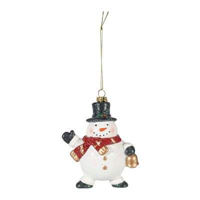 Snowman with Bell Hanging Decoration - H11cm