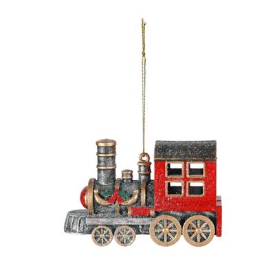 Train Hanging Decoration - Red - H7.5cm