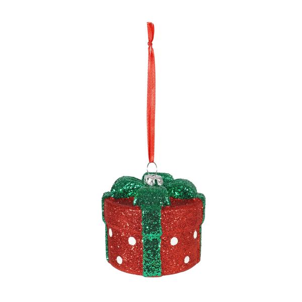 Round Giftbox Hanging Decoration - H7.5cm