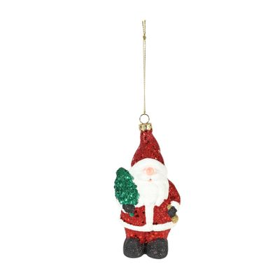 Santa Gnome with Tree Hanging Decoration - H13cm