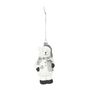 Bear with Gift Hanging Decoration - White/Silver - H13.5cm