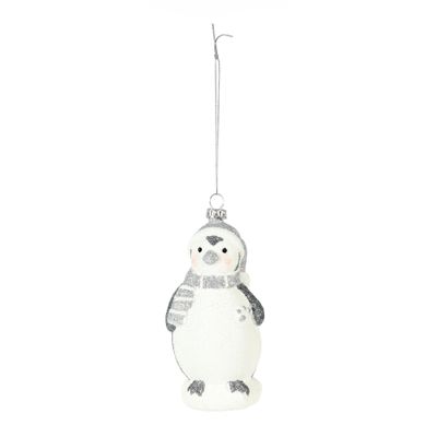 Penguin Hanging Decoration - White/Silver - H13cm