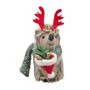 Felt Hedgehog with Antlers and Xmas Hat Hanging Decoration  - H10cm