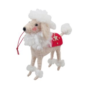 Felt Poodle with Star Coat Hanging Decoration - H12cm