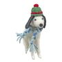 Felt Dog with Scarf and Wooly Hat Hanging Decoration - H13cm