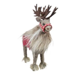 Felt Reindeer with Red Bridle - H20cm