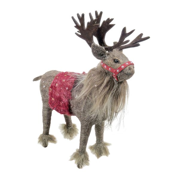 Felt Reindeer with Red Bridle - H23cm