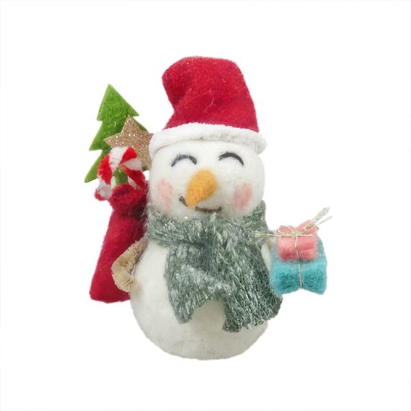 Felt Snowman with Sack & Gifts Hanging Decoration - H11cm