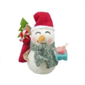 Felt Snowman with Sack & Gifts Hanging Decoration - H11cm