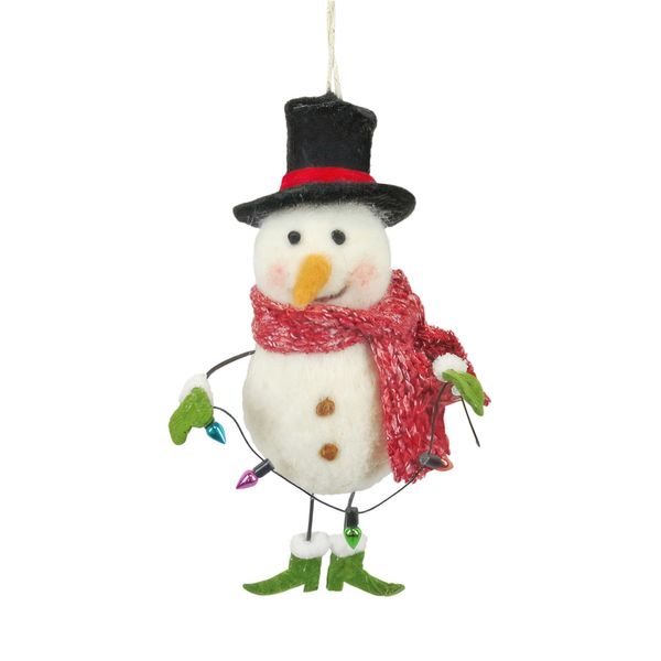 Felt Snowman with Top Hat Hanging Decoration -H15cm