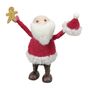 Felt Santa Holding Hat & Gingerbread Figure Hanging Decoration  -H13cm