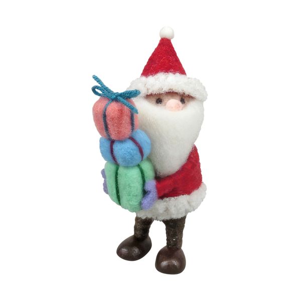 Felt Santa with Stack of Gifts Hanging Decoration  - H14cm