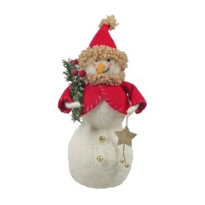 Felt Snowman in Santa Costume with Hanging Star - H31cm