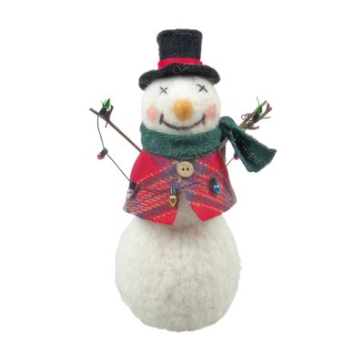 Felt Snowman with Top Hat and Imitation Fairy Light String  - H19.5cm