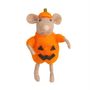 Felt Mouse in Pumpkin Costume Hanging Decoration - H10.5cm