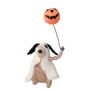 Felt Dog in  Ghost Costume with Pumpkin Hanging Decoration - H 15.5cm