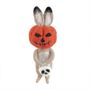 Felt  Rabbit with Pumpkin Mask and Skull Bag  Hanging Decoration- H15cm